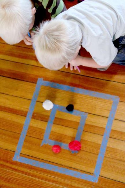 Pom pom target practice for toddlers and preschoolers