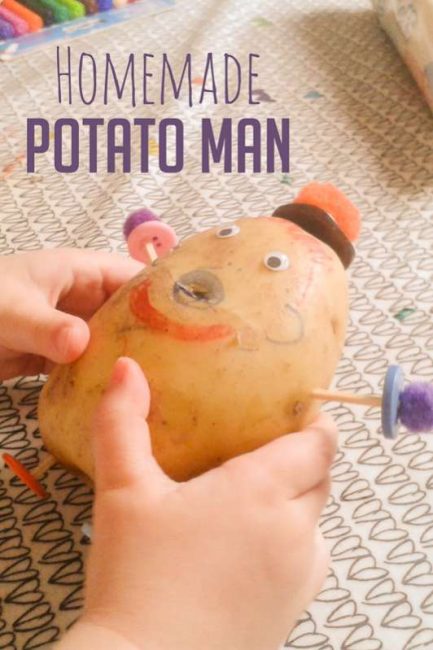No Mr. Potato Head? Make your own Potato Man with a real potato!
