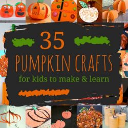 Lots of pumpkin crafts for kids to create, including pumpkins with Jack-O'-Lantern faces! Plus there's crafty ways to get the kids learning with pumpkins!