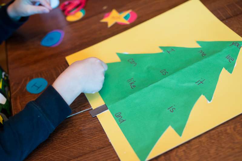 Sight word practice by decorating a Christmas tree