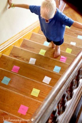 Sight word practice on the stairs - a fun hands on learning approach to learn sight words
