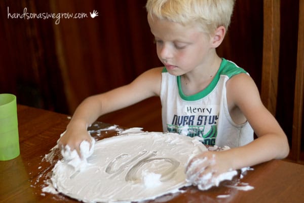 Shaving cream activity to learn sight words