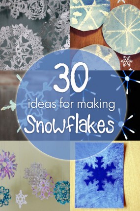 30 ideas to make a snowflake, ideas for materials to cut them out of plus snowflake craft ideas!