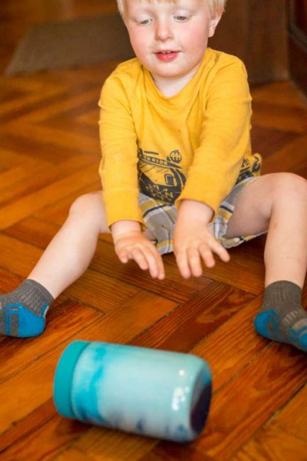 Soapy sensory jars for toddlers - fun to shake up, or roll!