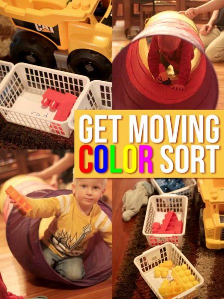 Get moving and sort colors using a play tunnel!