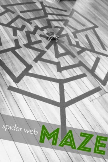 Spider web maze to make for the kids to find their way through