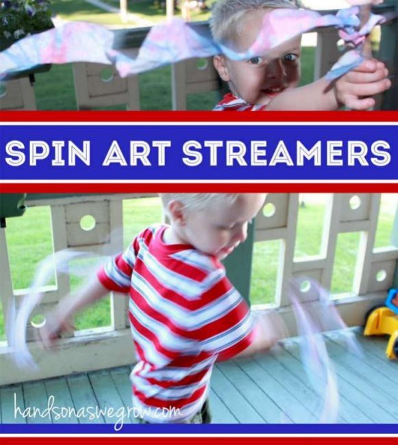 Spin Art Streamers: 4th of July Craft for Kids