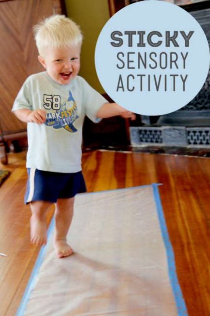 Sticky sensory activity great for toddlers!