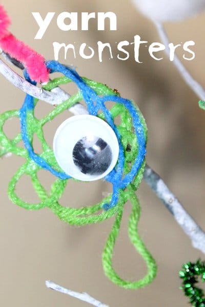 Yarn Monsters, a Halloween craft for the kids to make